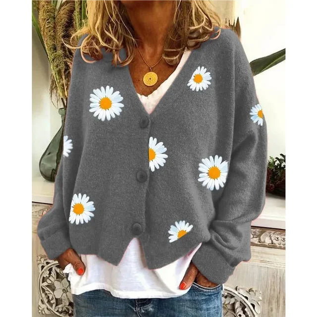 ANNELINA | Cardigan cu imprimeu floral, casual, elegant