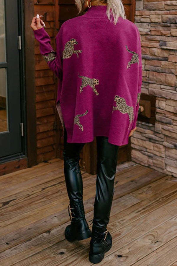 VIDA – BLUZĂ CASUAL VINTAGE CU IMPRIMEU TIGRU ȘI LEOPARD 