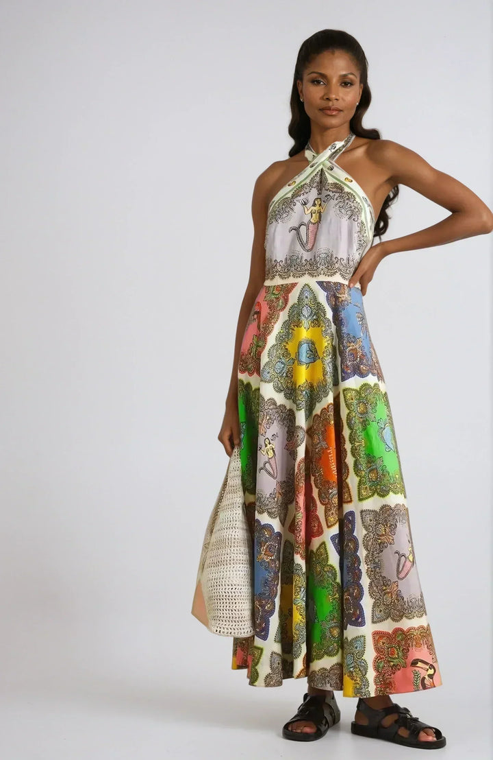 Rochia Maxi Halter Boho Luxe