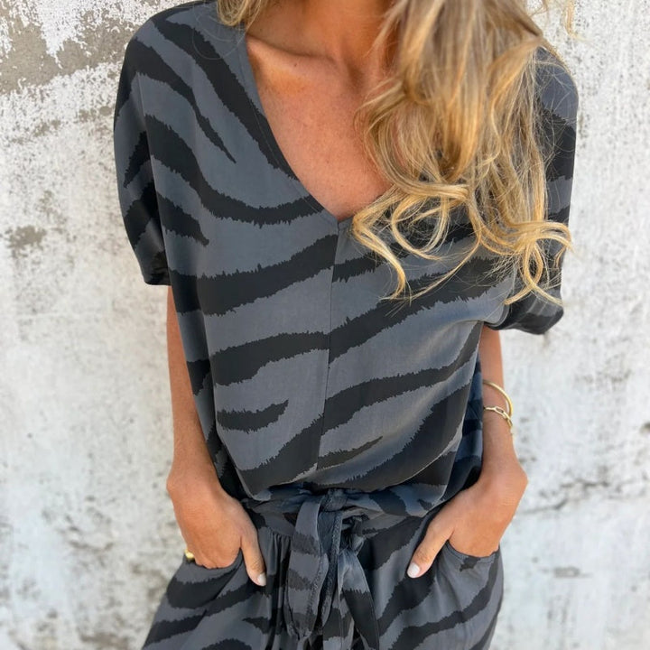 Evelina | Bluză și Pantaloni cu Model Zebra 