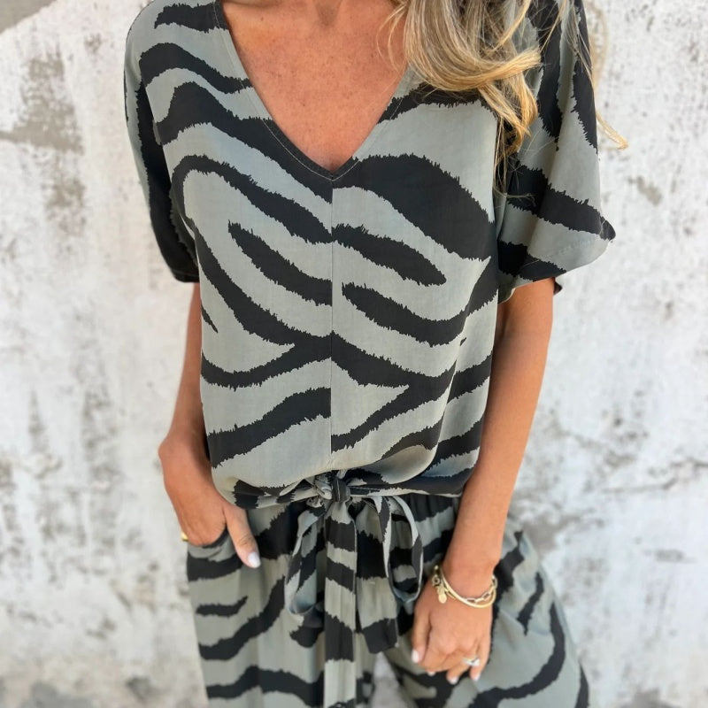 Evelina | Bluză și Pantaloni cu Model Zebra 